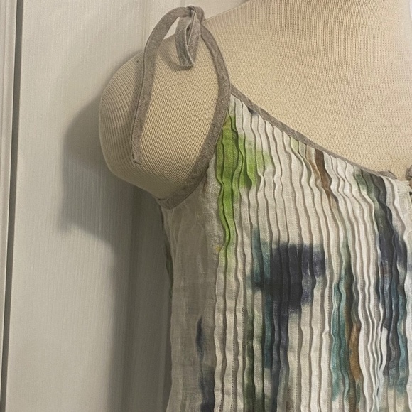 ZYGA LIN'N LAUNDRY Linen Lagenlook Adjustable Tie Spaghetti Strap Baby Doll Top - Picture 4 of 14